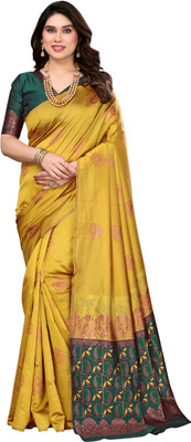 Shubh Mangalam Creation Self Design Bollywood Art Silk Saree(Mustard)