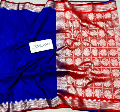 ZIMAL HANDLOOM Solid/Plain Sambalpuri Satin Saree(Dark Blue)