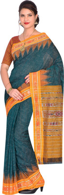handloom paridhaan Printed, Striped Daily Wear Pure Cotton Saree(Green)