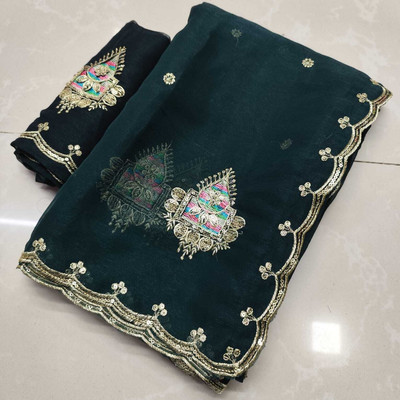 Sareez House Solid/Plain Bollywood Chiffon Saree(Light Green)