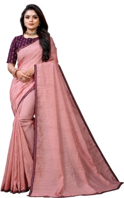 Fashion Paradise Self Design Chanderi Silk Blend Saree(Pink)