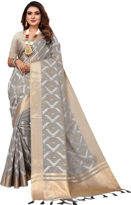 ALAGINI Embroidered Bollywood Cotton Silk Saree(Grey)