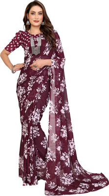 Moda Rapido Printed Daily Wear Georgette Saree(Maroon)