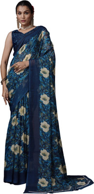 Virendra Textiles Printed Daily Wear Georgette Saree(Blue)