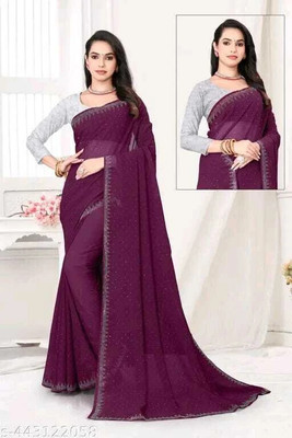 Juhi Collection Embroidered Bollywood Georgette Saree(Magenta)