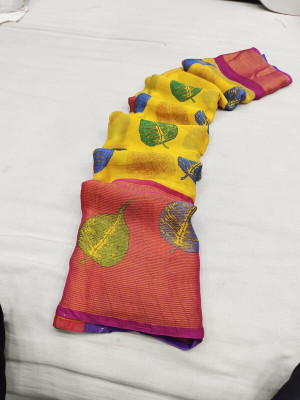 RAJ DARBAR Digital Print Bandhani Crepe Saree(Multicolor)