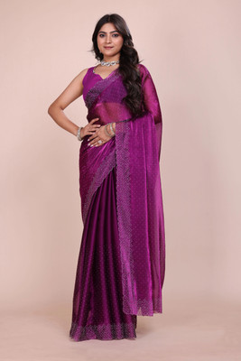 JS Clothing Mart Embellished Bollywood Jimmy choo Saree(Purple)