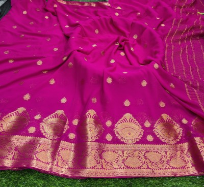 Banaras silk palace Woven Banarasi Chiffon Saree(Pink)