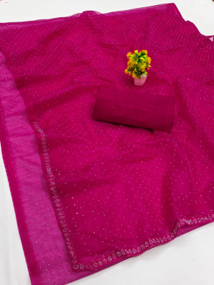 Anand Sarees Embellished Bollywood Net, Lace Saree(Pink)