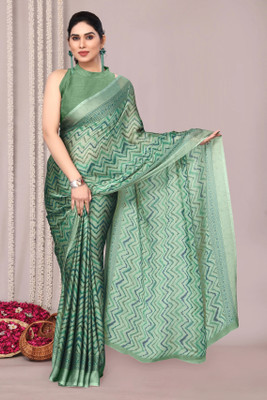 MIRCHI FASHION Striped Leheria Chiffon Saree(Light Blue, Multicolor)