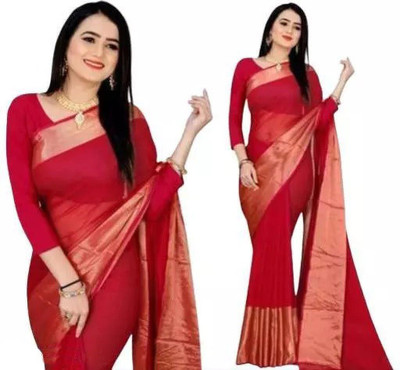 Vragi Printed Bollywood Chiffon Saree(Red)
