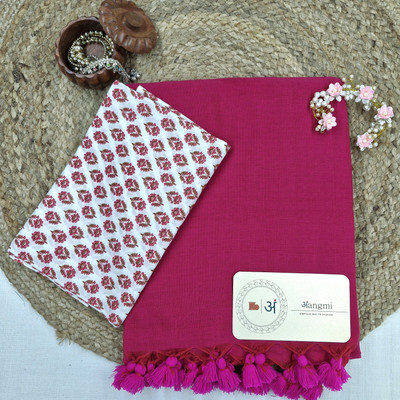 aangmi Self Design Handloom Khadi Saree(Pink)