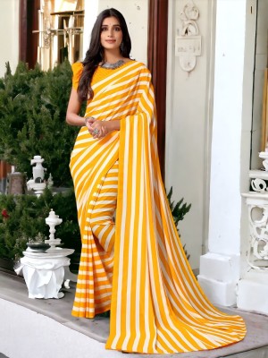 TTH Printed Bollywood Georgette Saree(Yellow)