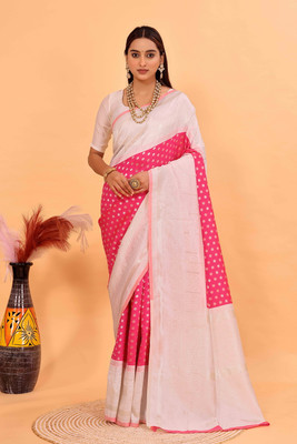Saadhvi Woven Kanjivaram Pure Silk Saree(Pink)