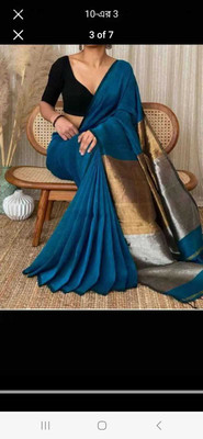 Moumitasaree Self Design Tant Pure Cotton Saree(Light Blue)