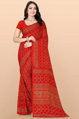 Leelavati Printed Daily Wear Georgette Saree(Red)