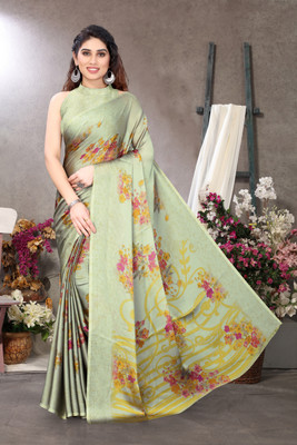 MIRCHI FASHION Solid/Plain, Embellished Daily Wear Chiffon, Georgette Saree(Multicolor, Green)