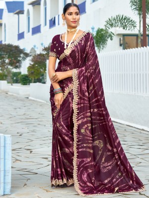 Sareemall Embellished Bollywood Chiffon Saree(Magenta)