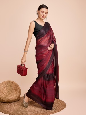 LEOSAGI Solid/Plain, Striped Bollywood Chiffon Saree(Maroon)