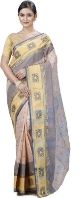 DipDiya Self Design Tant Pure Cotton Saree(Multicolor)