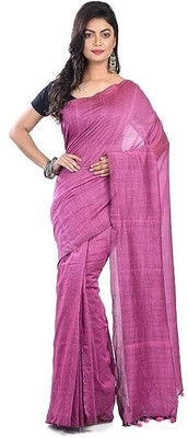 das saree Solid/Plain Handloom Pure Cotton Saree(Pink)