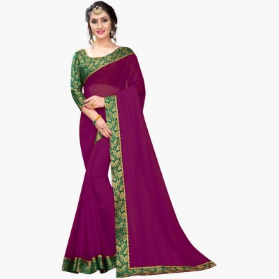 LA VITA Self Design, Dyed Bollywood Georgette, Cotton Silk Saree(Purple)