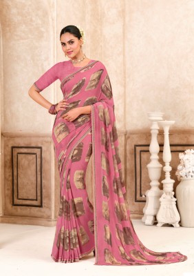 Laxmipati Sarees Printed Bollywood Georgette Saree(Pink)