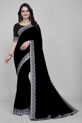 Sangath Self Design Daily Wear Georgette Saree(Black)