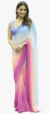 singhgarment Solid/Plain Bollywood Chiffon Saree(Multicolor)