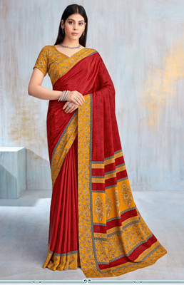The Fashion Attire Self Design Bollywood Crepe Saree(Red)