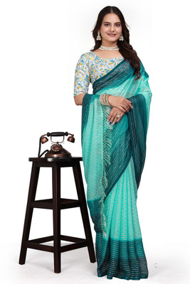 GRIFEZ Applique Bollywood Georgette Saree(Light Green)