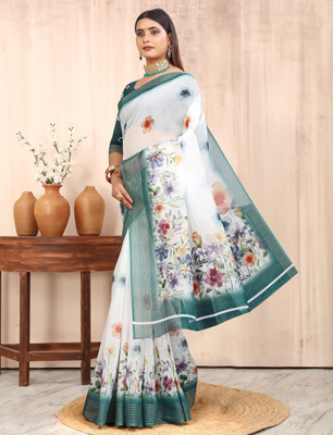 HouseOfCommon Printed Kanjivaram Pure Cotton, Chanderi Saree(Multicolor)