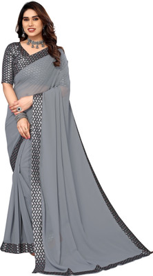 NESHVI ENTERPRISE Self Design Bollywood Georgette Saree(Grey)
