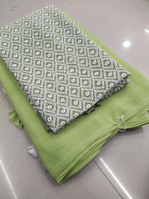 ELLICS ENTERPRISE Solid/Plain Daily Wear Viscose Rayon Saree(Light Green)