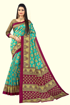 RUNAYA NX Printed Daily Wear Art Silk Saree(Light Blue)
