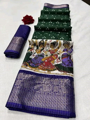 riyanshi fashion Embroidered Bandhani Pure Silk Saree(Green)