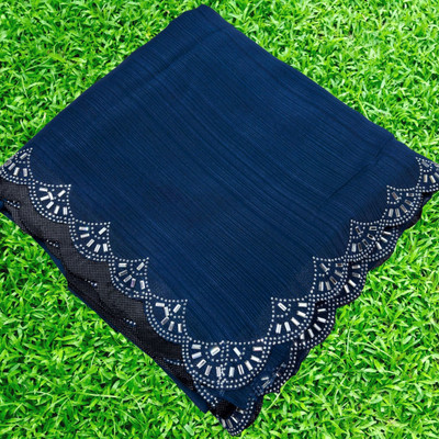 Dharam Creation Solid/Plain, Self Design, Embellished, Dyed Bollywood Georgette Saree(Light Blue)