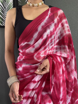 SICHYAH Tie-Dye Bollywood Georgette Saree(Pink)