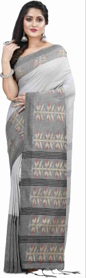 ADbutiq Self Design Tant Pure Cotton Saree(Grey)