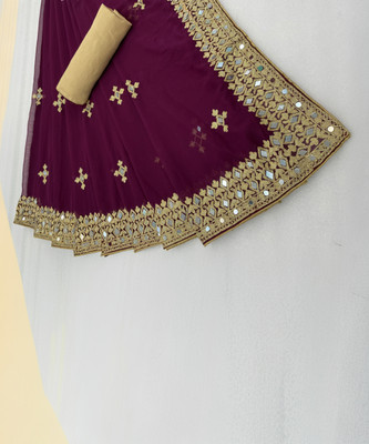 Disha Fashion Embroidered Banarasi Georgette Saree(Purple)