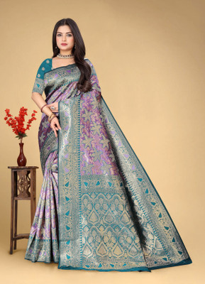 SIDDHESHWAR Self Design Assam Silk Lycra Blend Saree(Green)