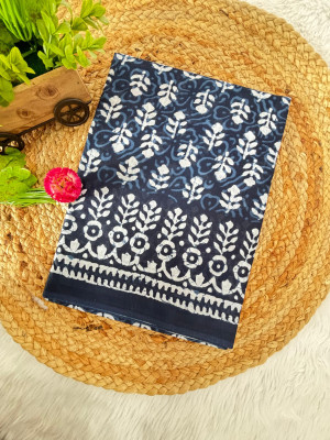 RAGISHA ENTERPRISE Digital Print Daily Wear Cotton Linen Saree(Dark Blue)