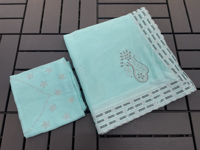 VarniRaaj Fashion Embellished Bollywood Pure Silk Saree(Light Blue)