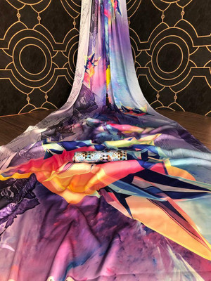 Arpita Fashion Digital Print Bollywood Crepe Saree(Multicolor)