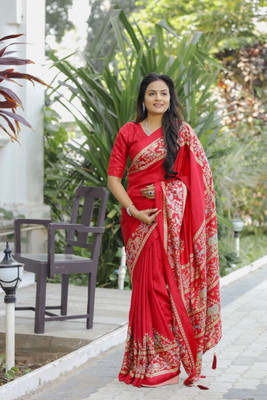 ZARISTACREATION Printed Bollywood Dupion Silk Saree(Red)