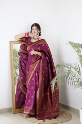 Divastri Woven Kanjivaram Pure Silk, Art Silk Saree(Purple)