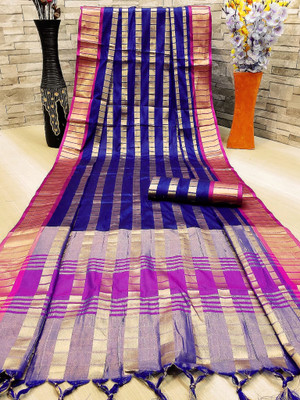 Divastri Woven, Self Design Bollywood Pure Silk Saree(Blue)
