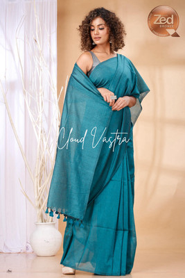 cloud vastra Solid/Plain Bollywood Pure Cotton Saree(Multicolor)