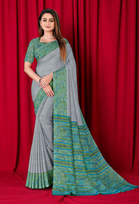 Vimla Solid/Plain Bollywood Art Silk Saree(Grey, Green)