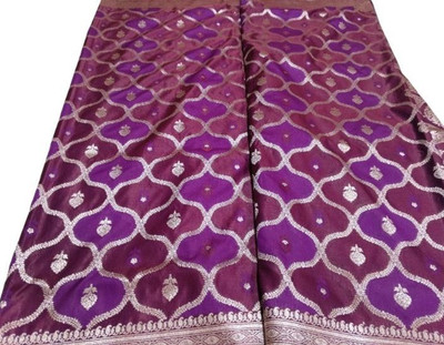 Kashi Silk Woven Banarasi Silk Blend Saree(Purple)